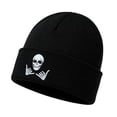 thumbnail image 1 of SYMOID Skull Embroidered Cuffed Knit Beanie Warm Stretchy Winter Hat for Men Women Hats,Size Free Size, 1 of 6
