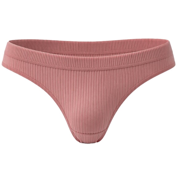 SYMOID Stretch Ribbed Bikini Panties for Women - Breathable Mid-Rise Soft Underwear,Pink,Size L