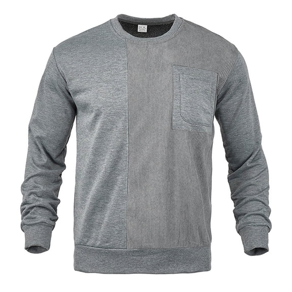 GUZOM Sweatshirt for Men Fall and Winter Sweatshirt Pullover Gray Clothes for Men Plain