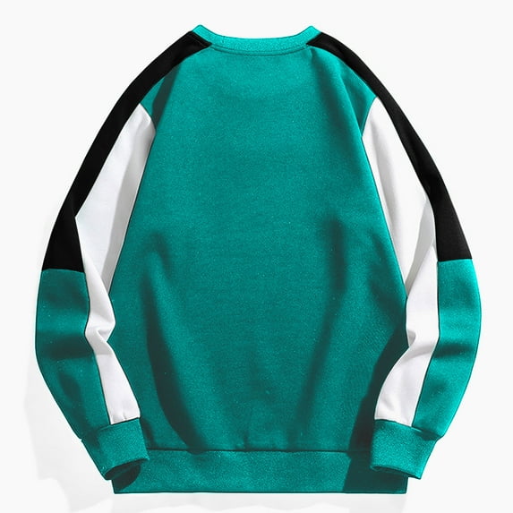 SYMOID Sweatshirt for Men Lightweight Color Blocking Pullover Sweatshirt Fall and Winter Mens Clothes Green