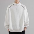 thumbnail image 1 of SYMOID Sweatshirt for Men No Hood White Plain Mens Clothes Zipper Pullover Sweatshirt Fall and Winter, 1 of 7