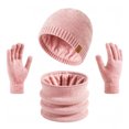thumbnail image 1 of SYMOID Thermal Winter Beanie Hat, Neck Gaiter & Touchscreen Gloves Set, 100% Wool Fleece Lined, Unisex 3-Piece, Pink,Size Free Size, 1 of 4