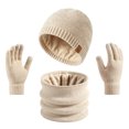 thumbnail image 1 of SYMOID Unisex 100% Wool Winter Beanie Hat Neck Gaiter Touchscreen Gloves 3-Piece Set,Size Free Size, 1 of 8