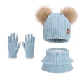 thumbnail image 1 of SYMOID Unisex Kids Winter Knit Accessory Set - Light Blue Beanie, Neck Gaiter & Touchscreen Gloves, Warm Windproof, Fits 3-10 Years Old, Cold Weather Essential,Size Free Size, 1 of 1