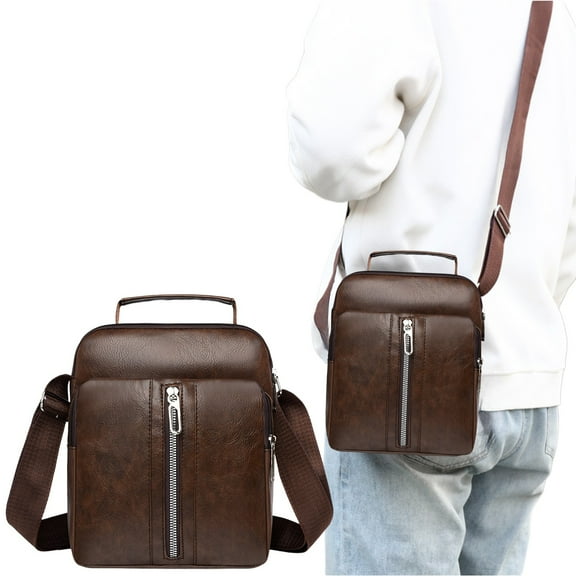 SYMOID Unisex Premium Faux Leather Crossbody Bag - Lightweight with Multiple Compartments, Adjustable Strap, Classic Black - Easy to Clean for Work, Travel & Daily Errands