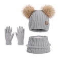 thumbnail image 1 of SYMOID Warm Unisex Kids Winter Knit Set - Gray Beanie, Neck Gaiter & Touchscreen Gloves, Fits 3-10 Years Old, Windproof Cold Weather Accessory,Size Free Size, 1 of 1