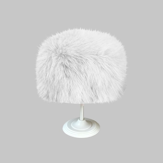 SYMOID White Faux Faux Fur Bucket Hat for Women - Warm Plush Winter Hat, One Size Hats,Size Free Size