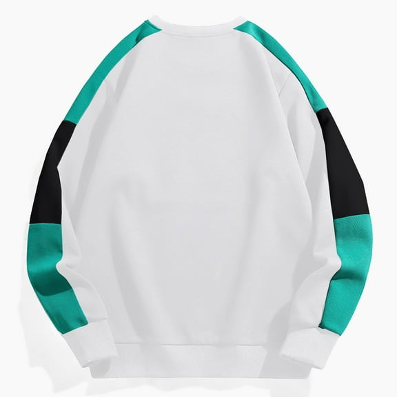 SYMOID White Men Sweatshirts Lightweight 4XL Mens Clothes Big and Tall Color Blocking Pullover Sweatshirt Fall and Winter