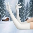 thumbnail image 1 of SYMOID White Opera Gloves for Women - Vintage Elbow Length Stretchy Gloves, One Size Fits Most Formal Dress Gloves for Ladies,Size Free Size, 1 of 5