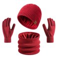 thumbnail image 1 of SYMOID Windproof Winter Beanie Hat, Neck Gaiter & Touchscreen Gloves Set, 100% Wool Fleece Lined, Unisex 3-Piece, Red,Size Free Size, 1 of 4