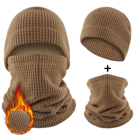 SYMOID Winter Beanie Neck Gaiter Set - Thermal Fleece Hat and Neck Warmer for Men Women Outdoor Ski Cycling,Size Free Size