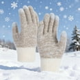 thumbnail image 1 of SYMOID Winter Touchscreen Gloves for Women, Beige Soft Polyester Knit Gloves, Finger-Separated Warm Gloves with Ribbed Cuffs for Cold Weather, Free Size,Size Free Size, 1 of 3