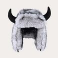 thumbnail image 1 of SYMOID Winter Warm Faux Faux Fur Trapper Hat - Viking-Inspired Beige Women and Men Hat with Soft Horns, One Size Fits Most for Cold Weather,Size Free Size, 1 of 2