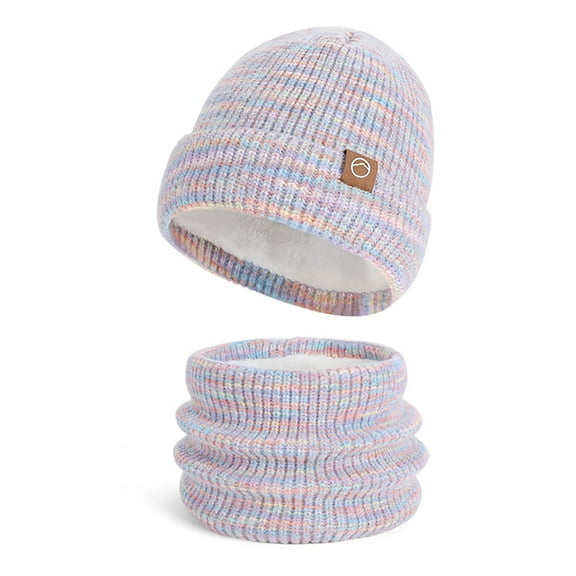 SYMOID Winter Women and Men Purple Beanie & Neck Warmer Set, Acrylic Fleece Lined, Warm for Cold Weather, One Size Fits Most, Daily/Outdoor Winter Accessory,Size Free Size