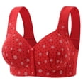 thumbnail image 1 of SYMOID Wireless Front Closure Bra Womens Plus Size Full Coverage Nylon Spandex Seamless Comfort Bra Wide Strap Red,Size 40, 1 of 2