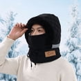 thumbnail image 1 of SYMOID Women and Men Black Cold Weather All-in-One Headwear - Neck Gaiter & Face Mask, Faux Faux Fur Lined, Windproof with Adjustable Drawstring & Reflective Strip,Size Free Size, 1 of 3