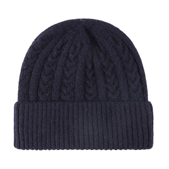 SYMOID Women and Men Cable Knit Winter Beanie - Knit Cotton Navy Hat, Classic Cuffed Design, One Size Fits Most Adults & Teens for Chilly Seasons,Size Free Size