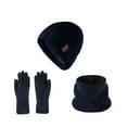 thumbnail image 1 of SYMOID Women and Men Thermal 3-Piece Winter Accessories Set - Fleece Lined Beanie, Neck Warmer & Gloves, Ribbed Knit, Navy, One Size Fits All,Size Free Size, 1 of 1