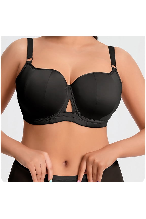 Women's Everyday Comfortable Bra, Full Coverage Underwire, Nylon Spandex, Adjustable Straps, Size M(80F), Black