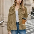 thumbnail image 1 of SYMOID Women’s Khaki Oversized Sherpa Jacket - Warm Soft, Button-Front with Pockets, Fall Winter Outerwear (Sizes S-XXL),Size M, 1 of 6