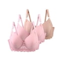 thumbnail image 1 of SYMOID Women's Plus Size 105C Wireless Bra 3 Pack Beige - Everyday Comfort with Lace Detail, Nylon Spandex for All-Day Wear, 1 of 6