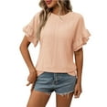 thumbnail image 1 of GUZOM Women’s Ruffle Sleeve Top with Lace Details – Sweetheart Campus Blouse for Spring & Summer,Orange,Size L, 1 of 7