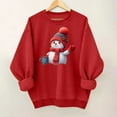 thumbnail image 1 of SYMOID Womens 100% Cotton Christmas Sweatshirt, Red Crewneck Oversize with Cute Snowman Graphic Festive Casual,Size M, 1 of 3