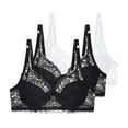 thumbnail image 1 of SYMOID Womens 3 Pack White Lace Bra Set - Soft Stretch Adjustable Straps, Everyday Comfort Bras, US 34B-44C Value Lingerie,Size 75B, 1 of 4