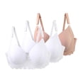 thumbnail image 1 of SYMOID Womens 3 Pack Wireless Bras - 110C, Beige - Large Cup Fuller Bust, Soft Nylon Spandex, Adjustable Straps, All-Day Comfort Everyday Wear, 1 of 6