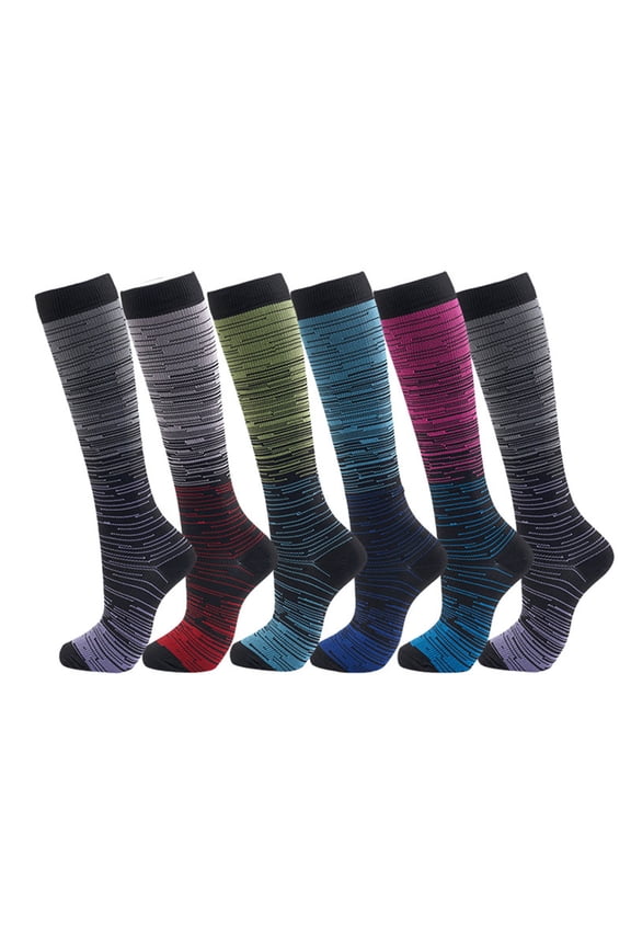 Womens 6 Pack Knee High Socks - Black, Non-Slip, Breathable Soft Stretch Nylon Spandex, M/L Sizes for Daily Wear, Workouts, Travel & Nurses,Size M