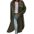 thumbnail image 1 of SYMOID Womens Army Green Corduroy Shacket - Soft Cotton Spandex, Longline Oversized Fit with Chest & Side Pockets for Spring Fall,Size XL, 1 of 9