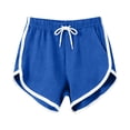 thumbnail image 1 of SYMOID Womens High Waisted Athletic Shorts with Pockets and Drawstring - Dolphin Hem Workout Running Shorts 3 Pack (Blue),Size M, 1 of 7