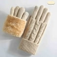 thumbnail image 1 of SYMOID Womens Beige Acrylic Knit Gloves - Fleece Lined Touchscreen Compatible, Winter Cable Knit, Ribbed Cuff, One Size Fits Most Warm Gloves for Daily Commute,Size Free Size, 1 of 8