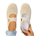 thumbnail image 1 of SYMOID Womens Beige Mary Jane Mesh Casual Shoes - Breathable Lightweight Comfortable Slip-on Flats with Cushioned Sole for Everyday Wear, Shopping & Outdoor Walks,Size 38, 1 of 6