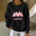 thumbnail image 1 of GuzomFashion Womens Black Christmas Sweatshirt - Loose Crewneck with Pink Tree & Merry Christmas Lettering, Inclusive Sizes S-XXXXXL,Size S, 1 of 3