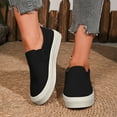 thumbnail image 1 of SYMOID Womens Black Chunky Sole Slip-on Casual Shoes - Comfortable Breathable Flock Material, Non-Slip Textured Sole & Elastic Collar, Us 5.5-9,Size 42, 1 of 9