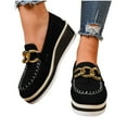 thumbnail image 1 of SYMOID Womens Black Platform Loafers - Slip-on Wedge Heel Shoes with Gold-Tone Chain, Pu Faux Leather Comfortable Wear-Resistant for Daily/Office/Campus (Us 5.5-11),Size 41, 1 of 9