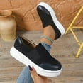 thumbnail image 1 of SYMOID Womens Black Slip on Platform Sneakers - Comfortable Durable Pu Casual Shoes with Non-Slip Sole for Daily Outings, Shopping & Campus Wear,Size 37, 1 of 9