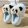 thumbnail image 1 of SYMOID Womens Blue 3D Panda Flocked Slippers - Thickened Sole Soft Warm Comfortable for Home & Casual Outdoor Wear Cute Female Panda-Themed Slippers,Size 38, 1 of 3