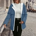 thumbnail image 1 of SYMOID Womens Blue Fleece Lined Warm Hooded Coat - Nylon Spandex Fabric, Mid-Length Loose Fit, S-XXL Sizes for Fall Winter Early Spring,Size 2XL, 1 of 9