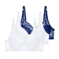 thumbnail image 1 of SYMOID Womens Blue Lace Bras 3 Pack - Comfortable Stretch for Everyday Wear, Supportive Adjustable Straps, US Sizes 34B-40C,Size 80C, 1 of 4