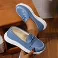 thumbnail image 1 of SYMOID Womens Blue Platform Loafers - Comfortable Pu Faux Leather Shoes with Bow Accent, Slip-Resistant Shock-Absorbent Sole, Wide Size 36-43 for Work & Casual Daily Wear,Size 40, 1 of 7