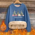 thumbnail image 1 of SYMOID Womens Blue Plush Fleece Lined Christmas Sweatshirt - Relaxed Fit Cropped Hem Festive Tree Print Winter Pullover (M-XXXL),Size 3XL, 1 of 6