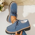 thumbnail image 1 of SYMOID Womens Blue Re-Ro Chunky Loafers - Lace-Up Flock Shoes with Soft Comfort & 2.5-3Cm Textured Platform Sole, All-Day Wear for Commute, Office & Weekend,Size 43, 1 of 9