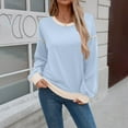 thumbnail image 1 of SYMOID Womens Blue Sweatshirt, Nylon Spandex Soft Stretch Loose Fit Crew Neck w/ Contrast Trim for Casual Wear,Size M, 1 of 9