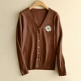thumbnail image 1 of SYMOID Womens Brown Daisy Embroidered Cardigan - Soft Acrylic V-Neck, Button-Front Long Sleeve, S-XXXL for Casual Layering,Size 3XL, 1 of 5