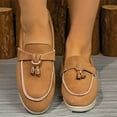 thumbnail image 1 of SYMOID Womens Brown Flock Fabric Slip-on Loafers - Comfortable Tassel Metal Pendant Casual Shoes for Daily Office Campus Wear, Size Us 5.5-9.5 (Eu 36-43),Size 37, 1 of 5