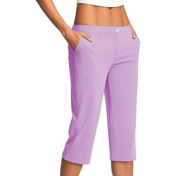 SYMOID Womens Capris Petite Leggings Stretch Casual with Pockets Pants for Women Ladies Pink S Capris Comfortable Capri Pants for Women