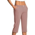 thumbnail image 1 of SYMOID Womens Capris Petite Leggings Stretch Casual with Pockets Pants for Women Ladies Red 2XL Capris Comfortable Capri Pants for Women, 1 of 7