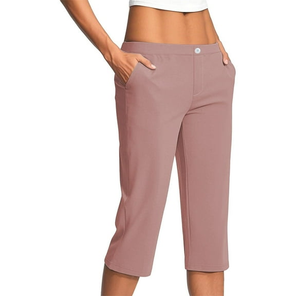 SYMOID Womens Capris Petite Leggings Stretch Casual with Pockets Pants for Women Ladies Red 2XL Capris Comfortable Capri Pants for Women